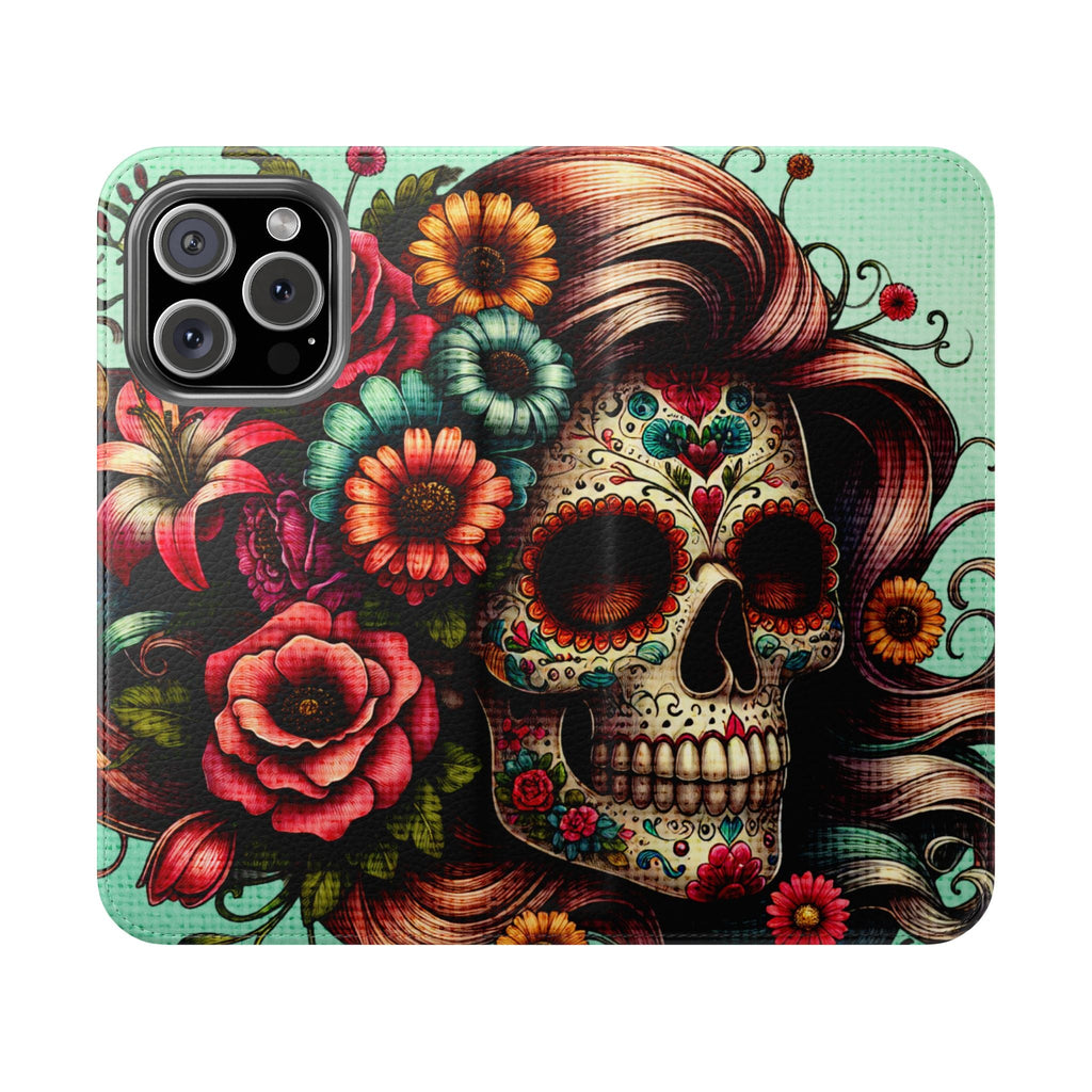 Sugar Skull Flip Wallet Phone Case