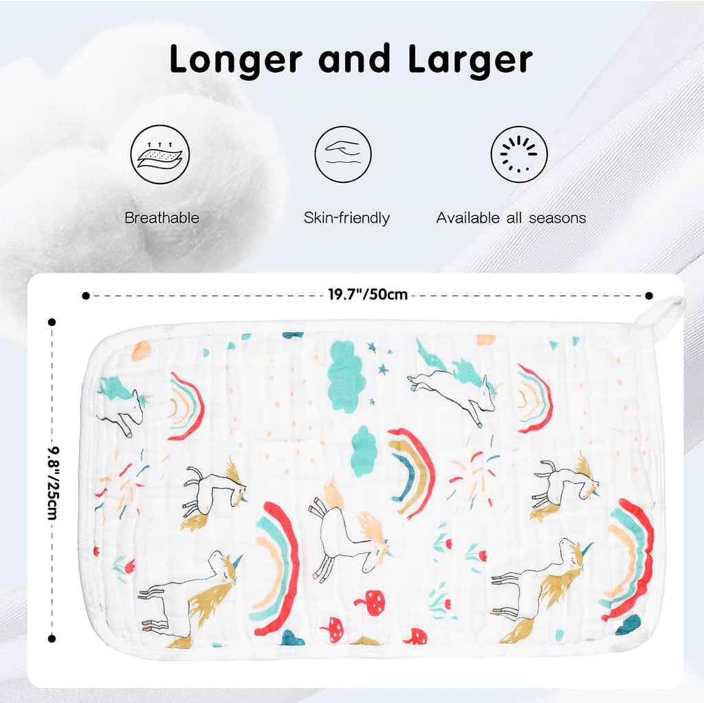 Muslin Burp Cloths Cotton 20x10inch 25x50cm Hand Washcloths For Baby, Super Soft And Absorbent 6 Layers Baby Burping Cloth For Boys Girls 6 Pack