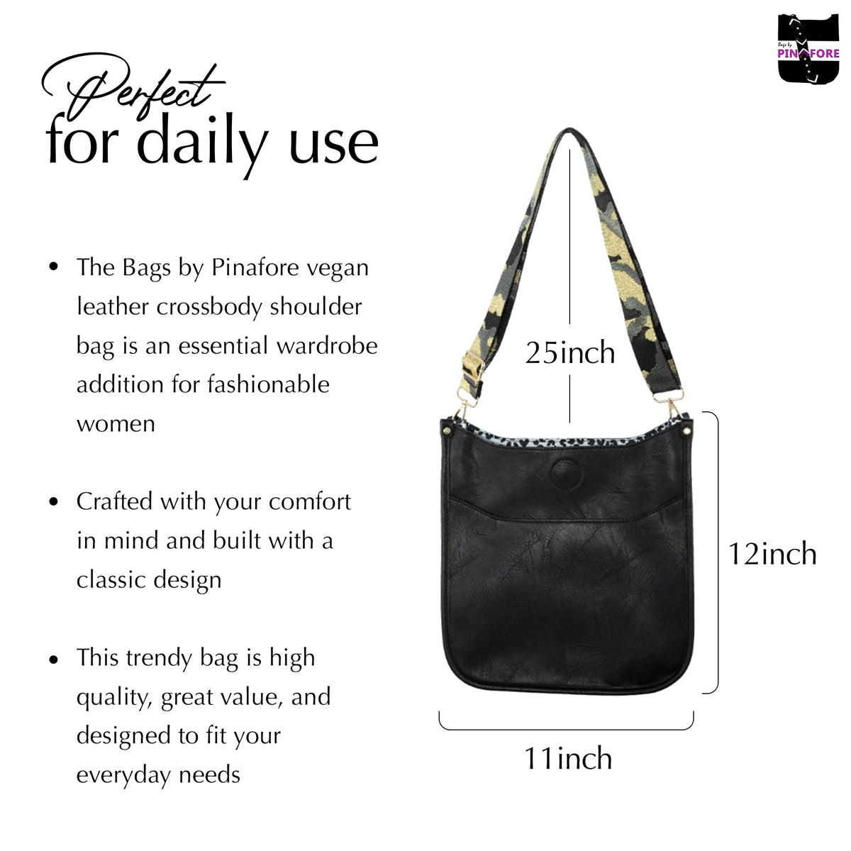 Buy 1, Get 1 FREE Vegan Leather Crossbody Bag w/ Interchangeable Strap — 7 Colors — Buy 1, Get 1 FREE