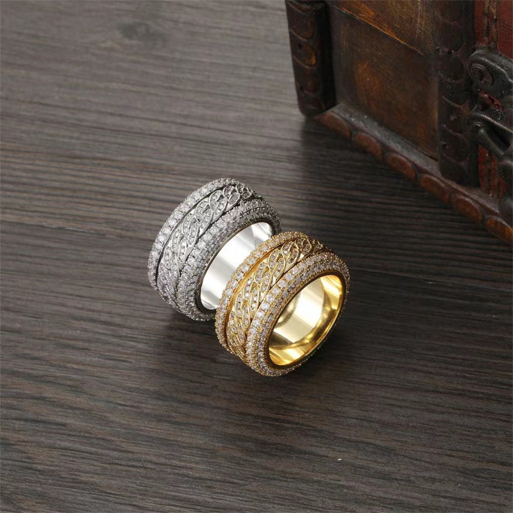 Micro-paved Cubic Zirconia Cuban Ring