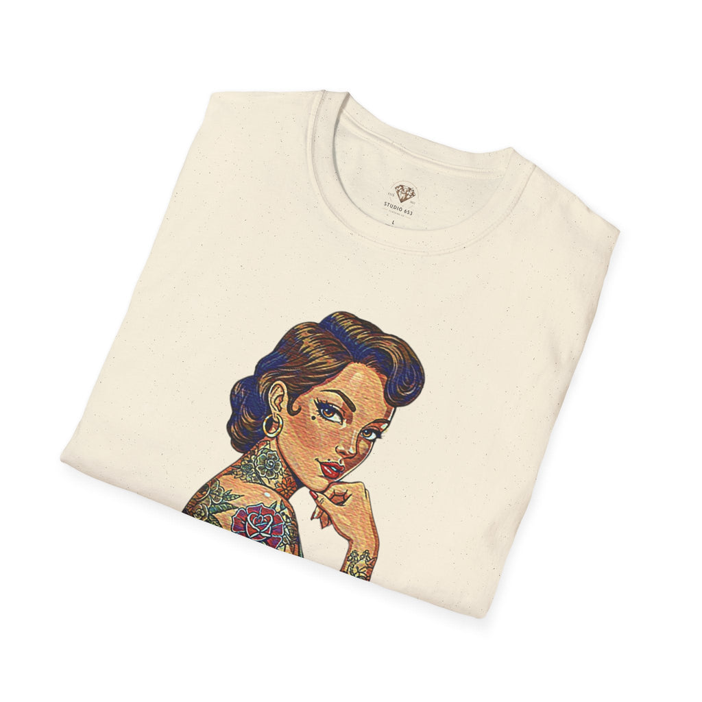 Clothed With Strength Tattooed Pin Up Vintage Graphic Tee