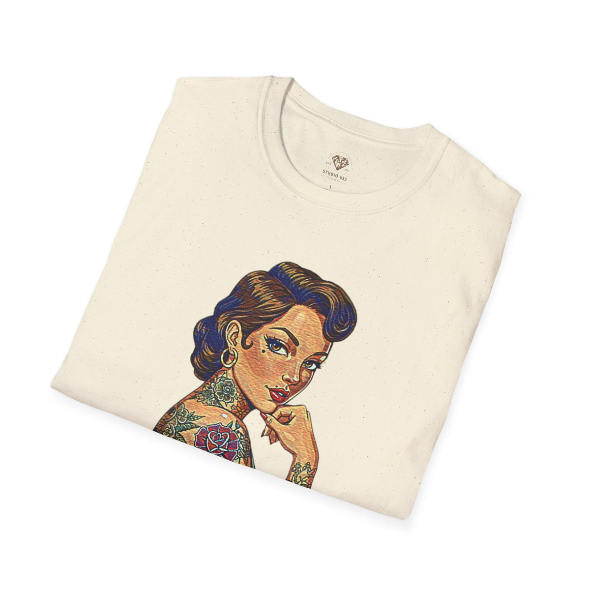 Clothed With Strength Tattooed Pin Up Vintage Graphic Tee