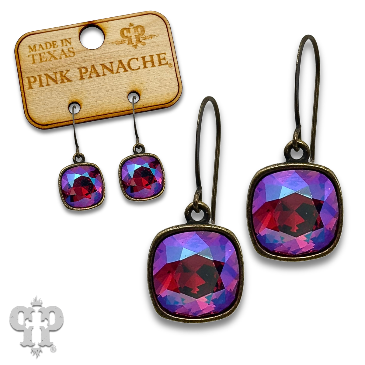 Square crystal earring with 12mm crystals from Swarovski®