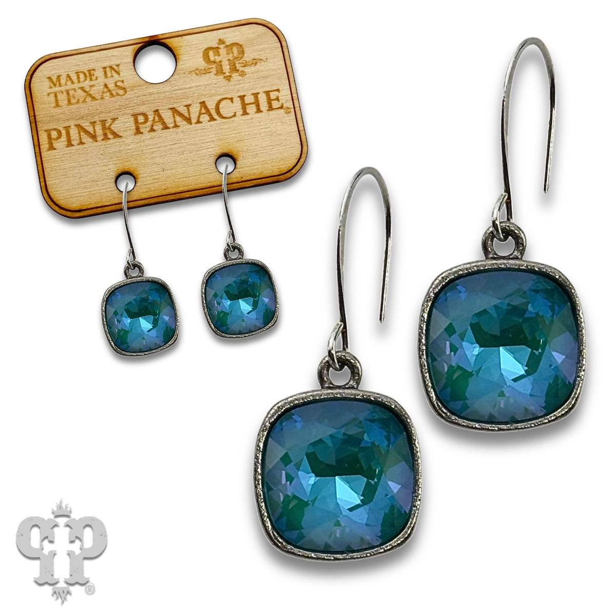 Square crystal earring with 12mm crystals from Swarovski®