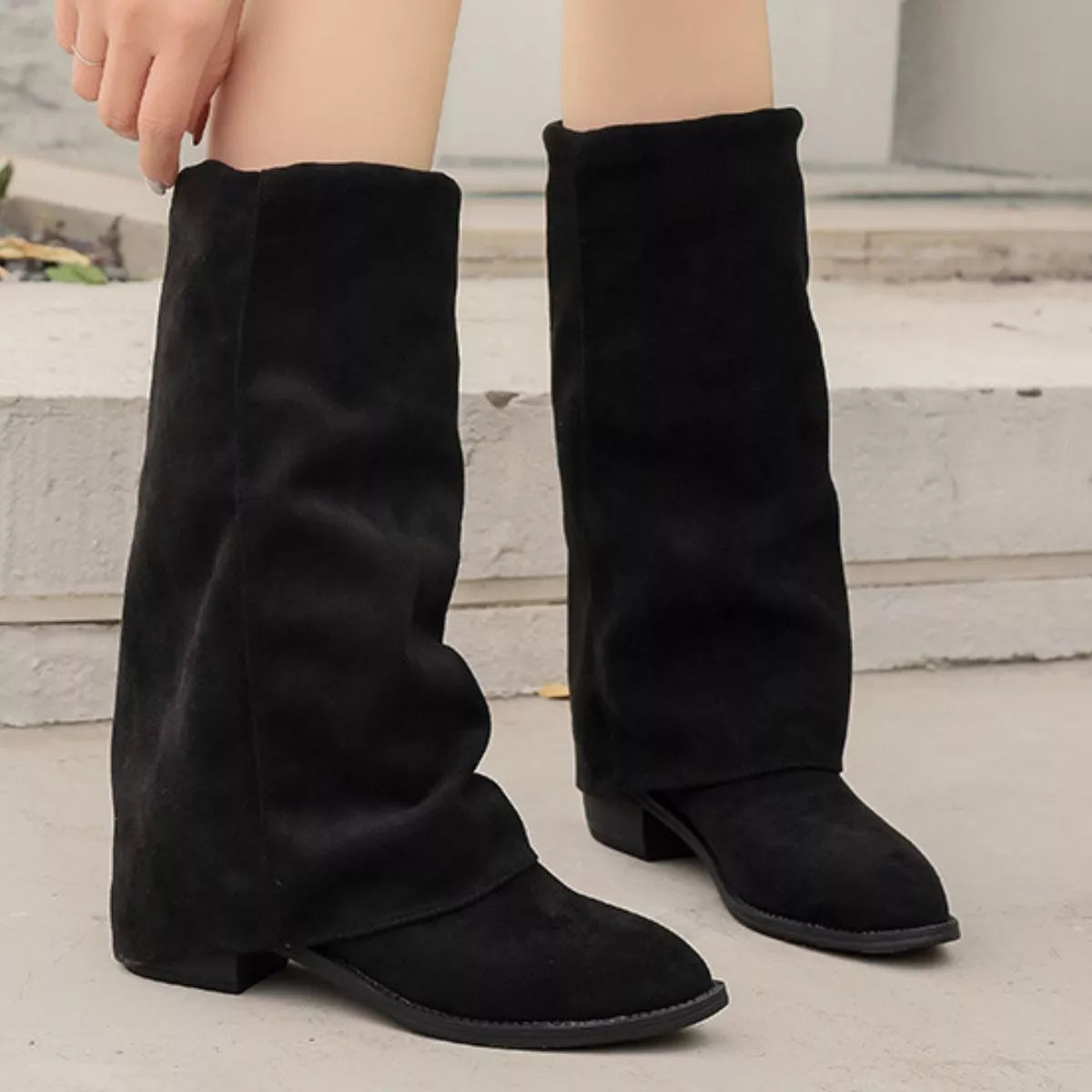 Point Toe Block Heels Boots