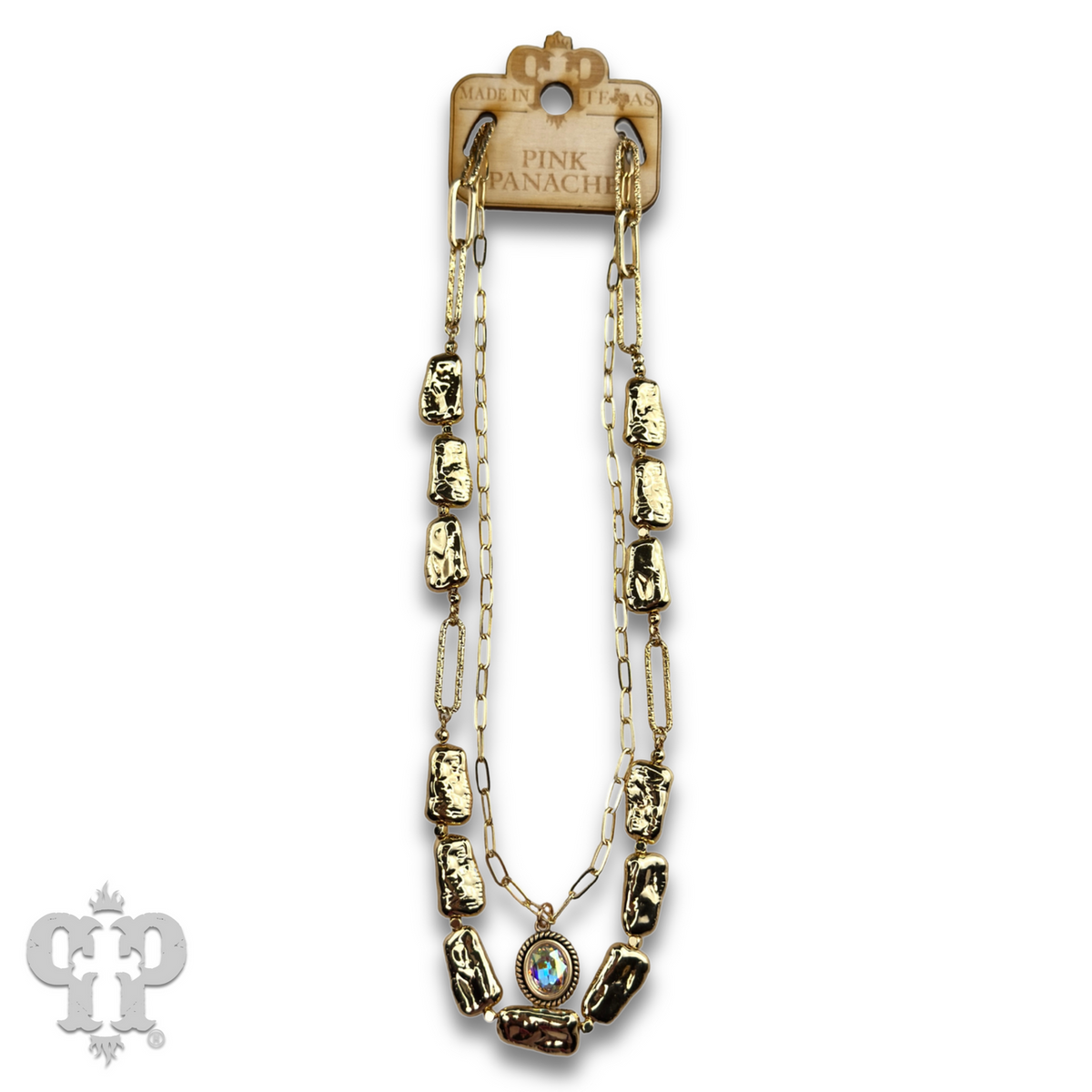 Acrylic stick pearl and crystal necklace