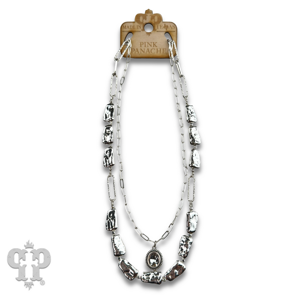 Acrylic stick pearl and crystal necklace