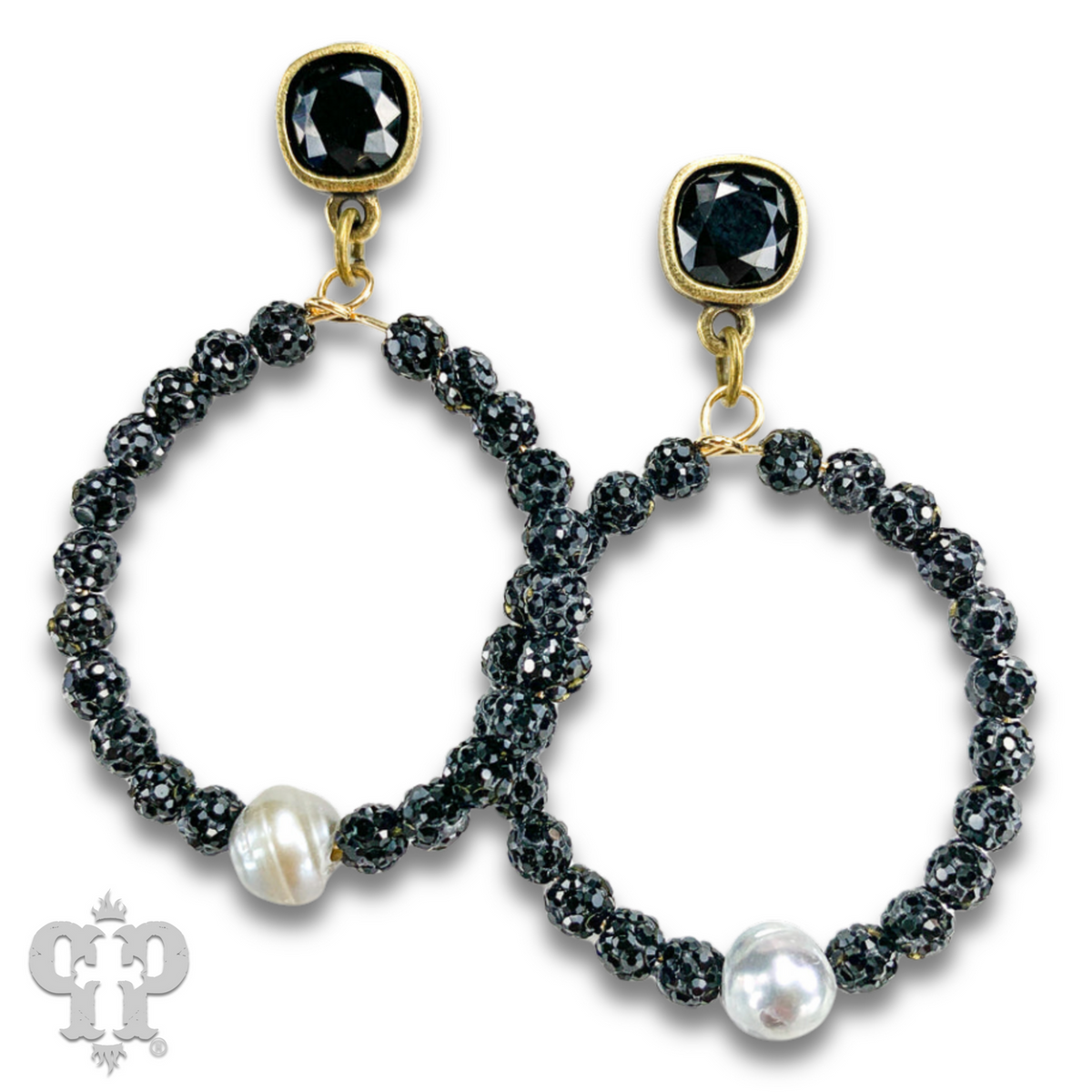 Pave rhinestone bead earring with a crystal from Swarovski®