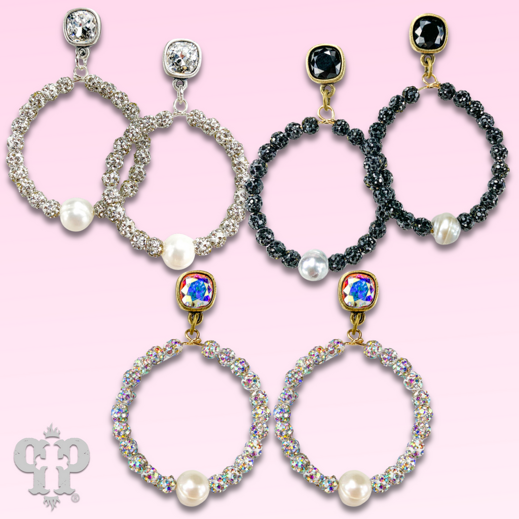 Pave rhinestone bead earring with a crystal from Swarovski®