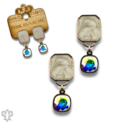 Pearlescent rectangle with crystals from Swarovski®