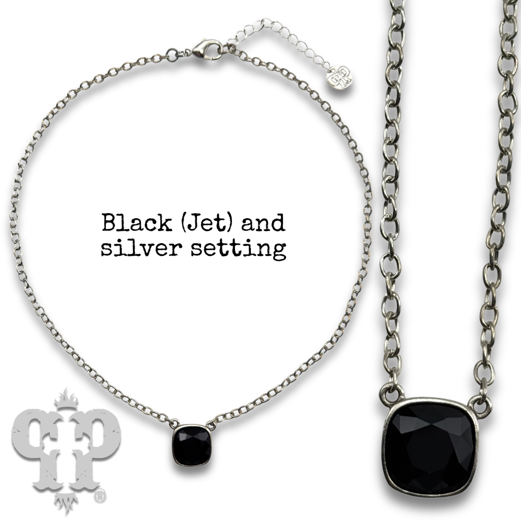Square crystal from Swarovski® chain necklace, 12mm