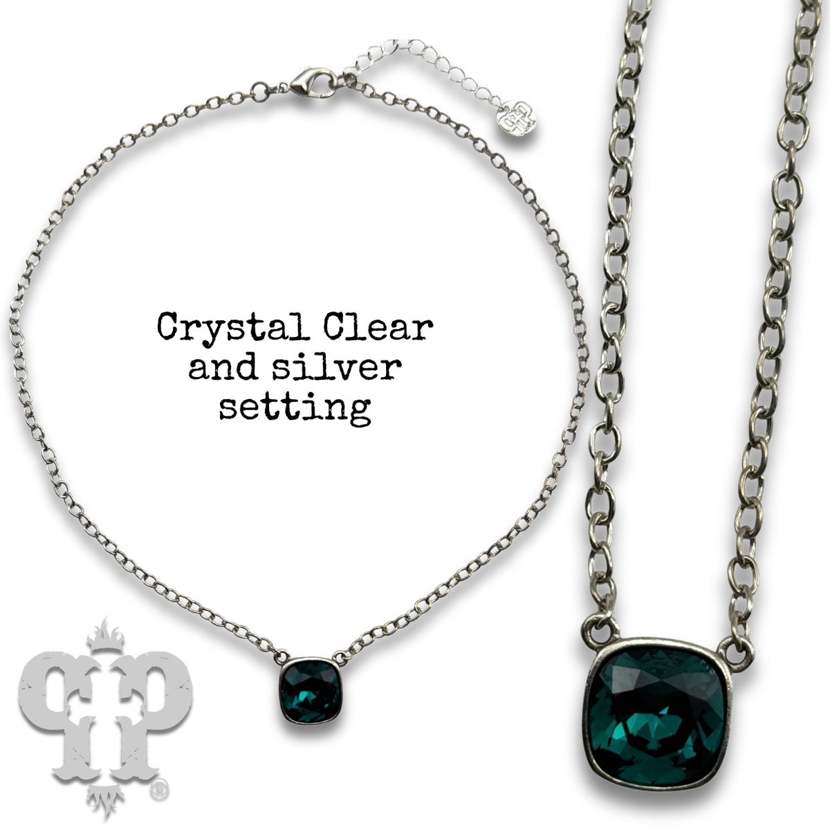 Square crystal from Swarovski® chain necklace, 12mm