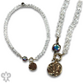 Gold disc necklace with Austrian crystal - LC