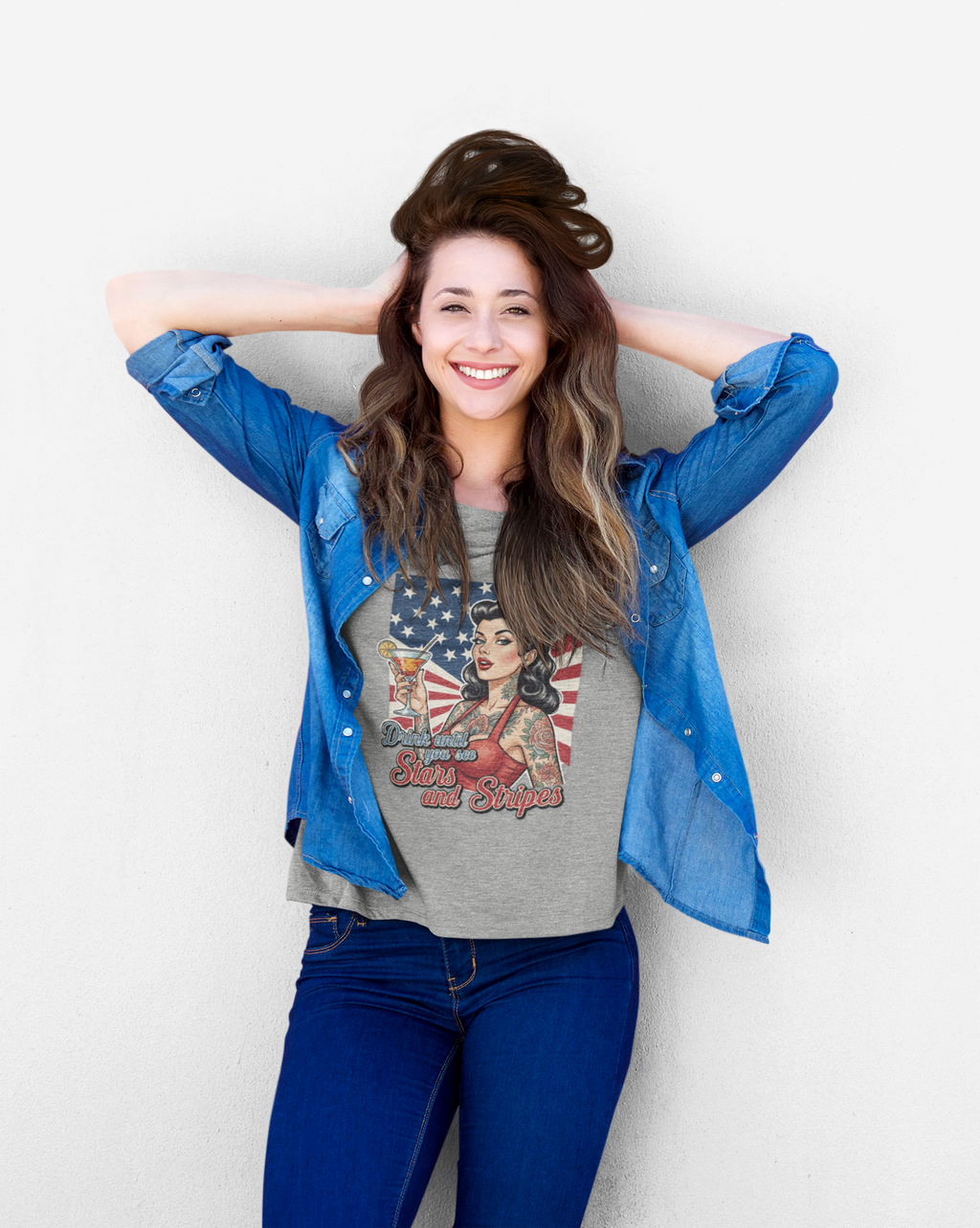 Drink Until You See Stars & Stripes Retro Graphic Tee