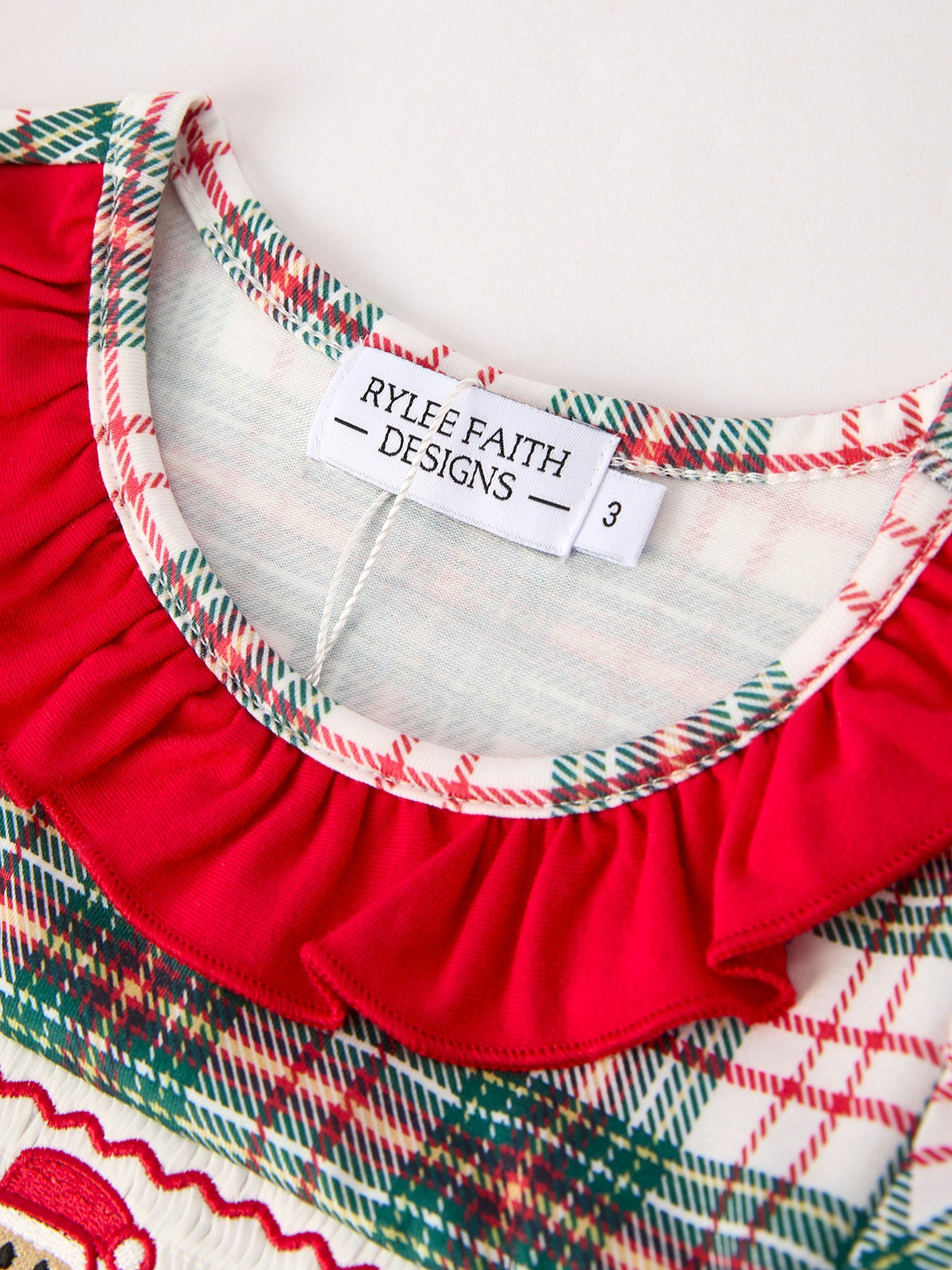 Christmas Embroidery Smocking Bow Plaid Girls Dress