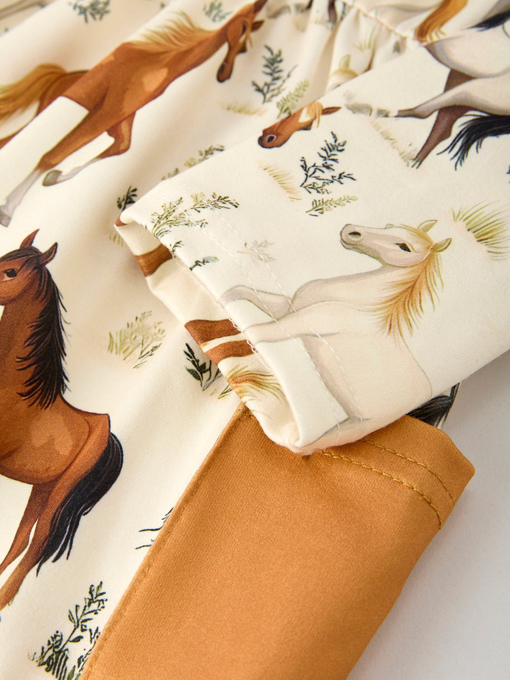 Western Horse Print Long Sleeve Dress