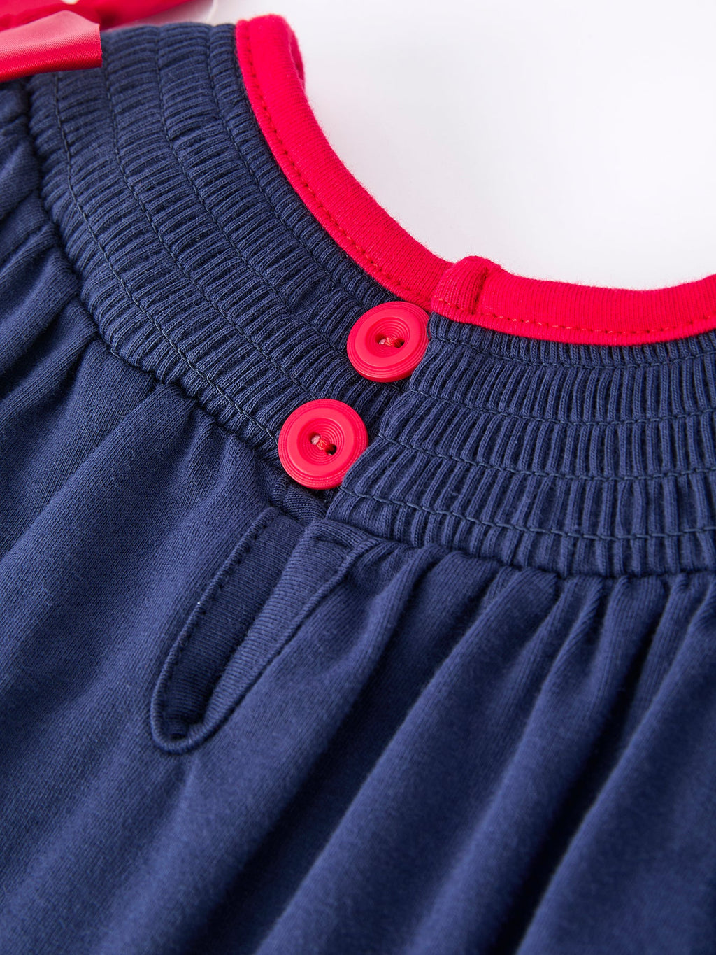 Christmas Holiday Celebration Baby Girls Romper: Navy with Santa Sleigh