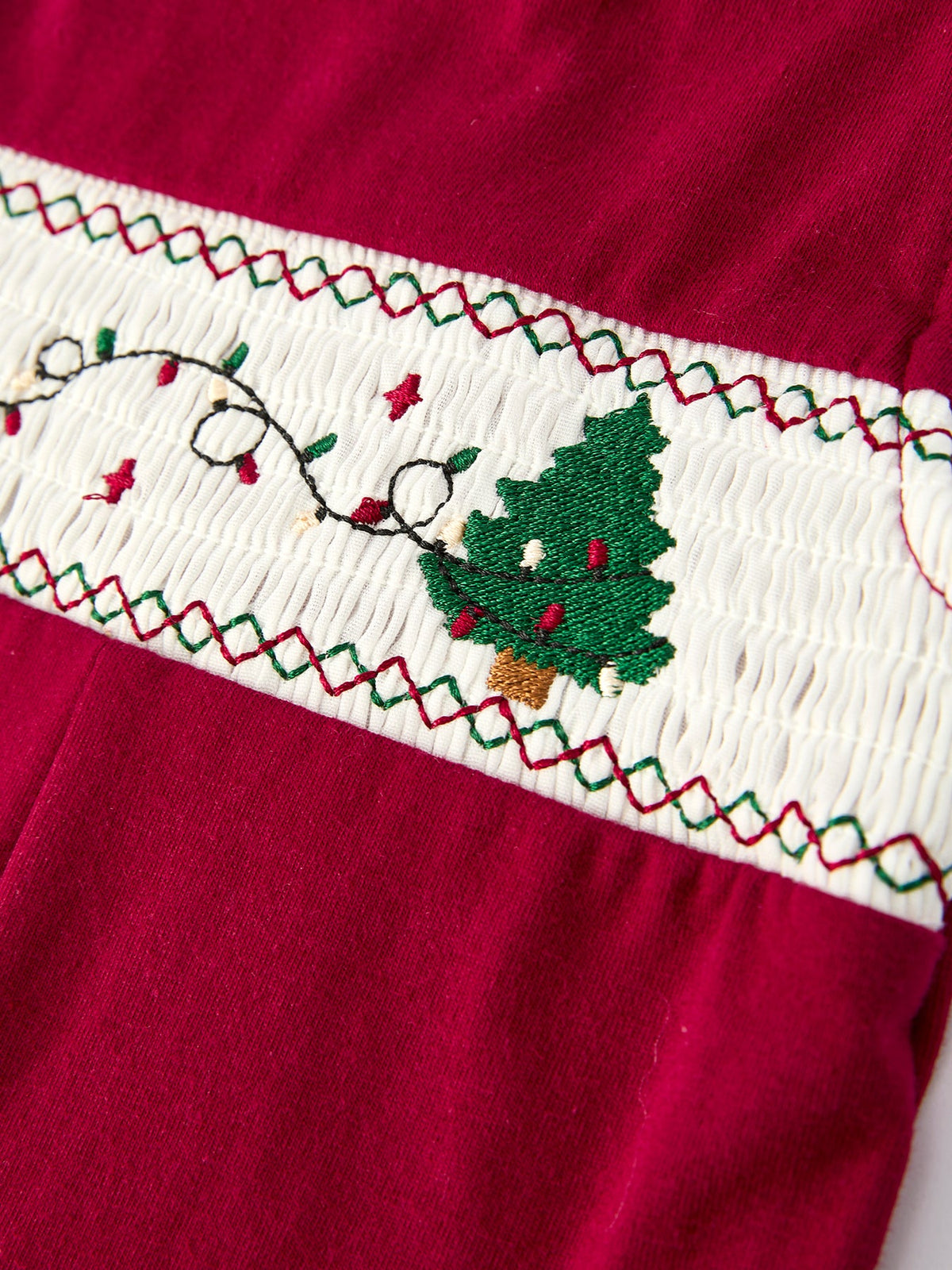 Christmas Tree Dog Smocking Embroidered Baby Boys Romper
