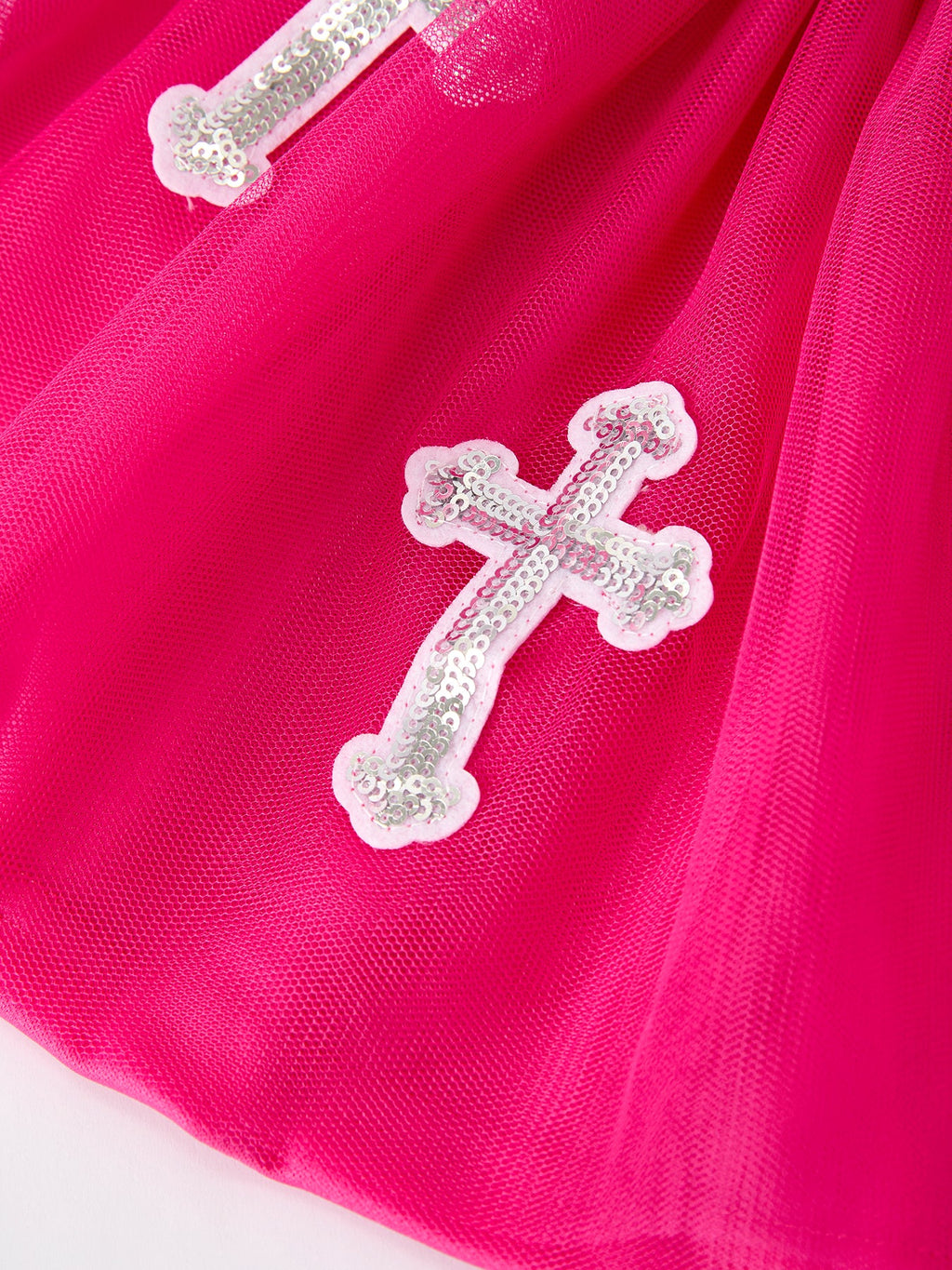 Girls Christian Outfit – Long Sleeve Faith Top & Pink Cross Mesh Skirt