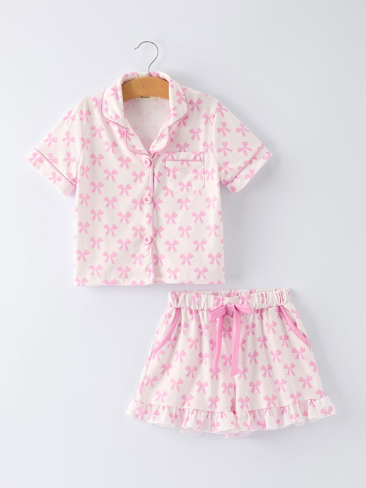 Mommy & Me Pink Bow Print Ruffle Pajama Set