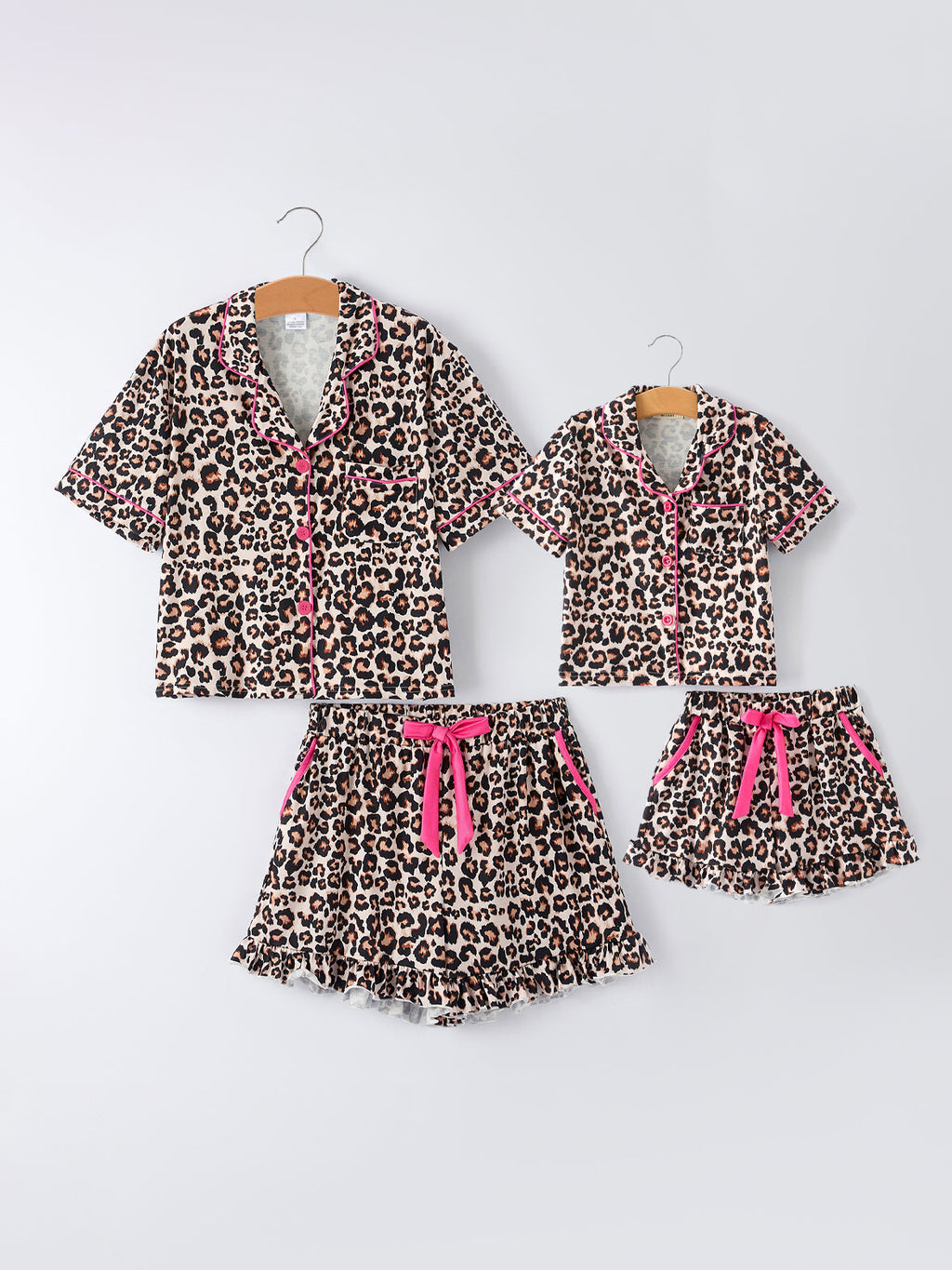 Mommy & Me Leopard Print Ruffle Pajama Set