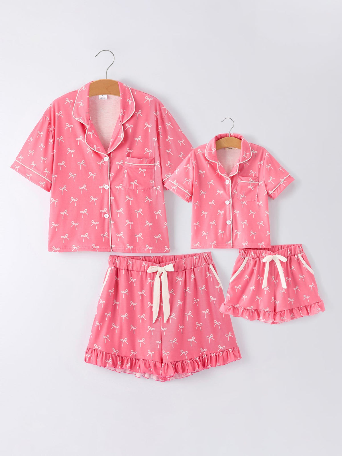 Mommy & Me Bow Print Ruffle Pajama Set