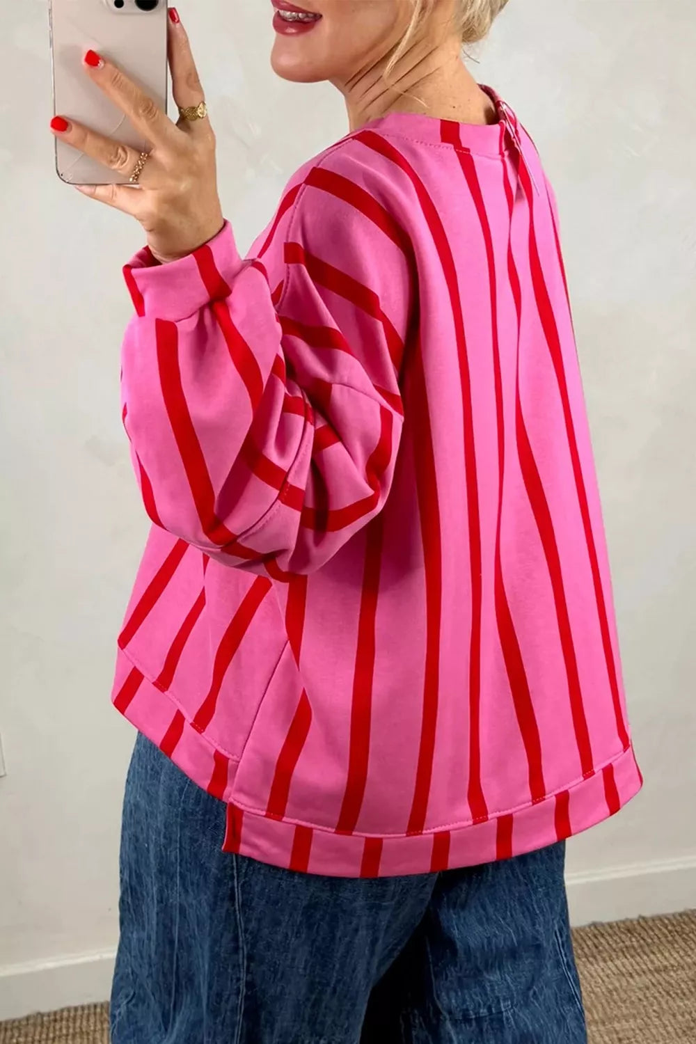 Striped Dropped Shoulder Oversized Sweatshirt
