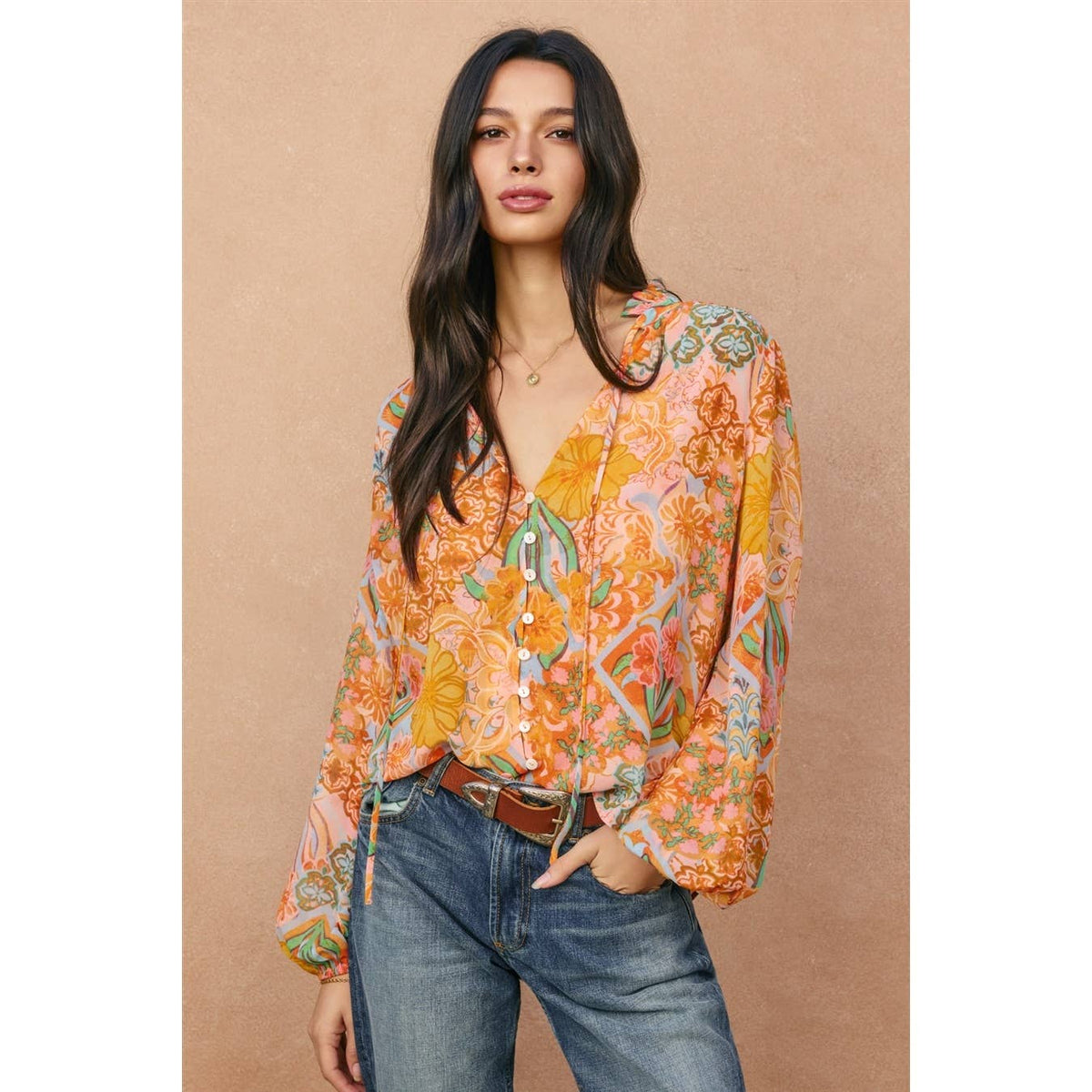 Sevenfold Balloon Shirring Blouse