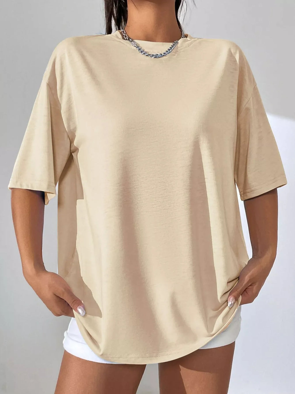 Oversized Solid Color Casual T-Shirt