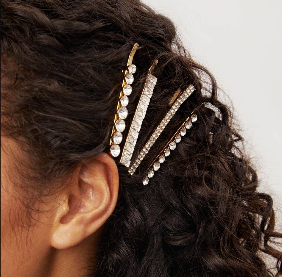 Holiday All Dressed up Rhinestone Bobby Pins 4pc Set by Kitsch