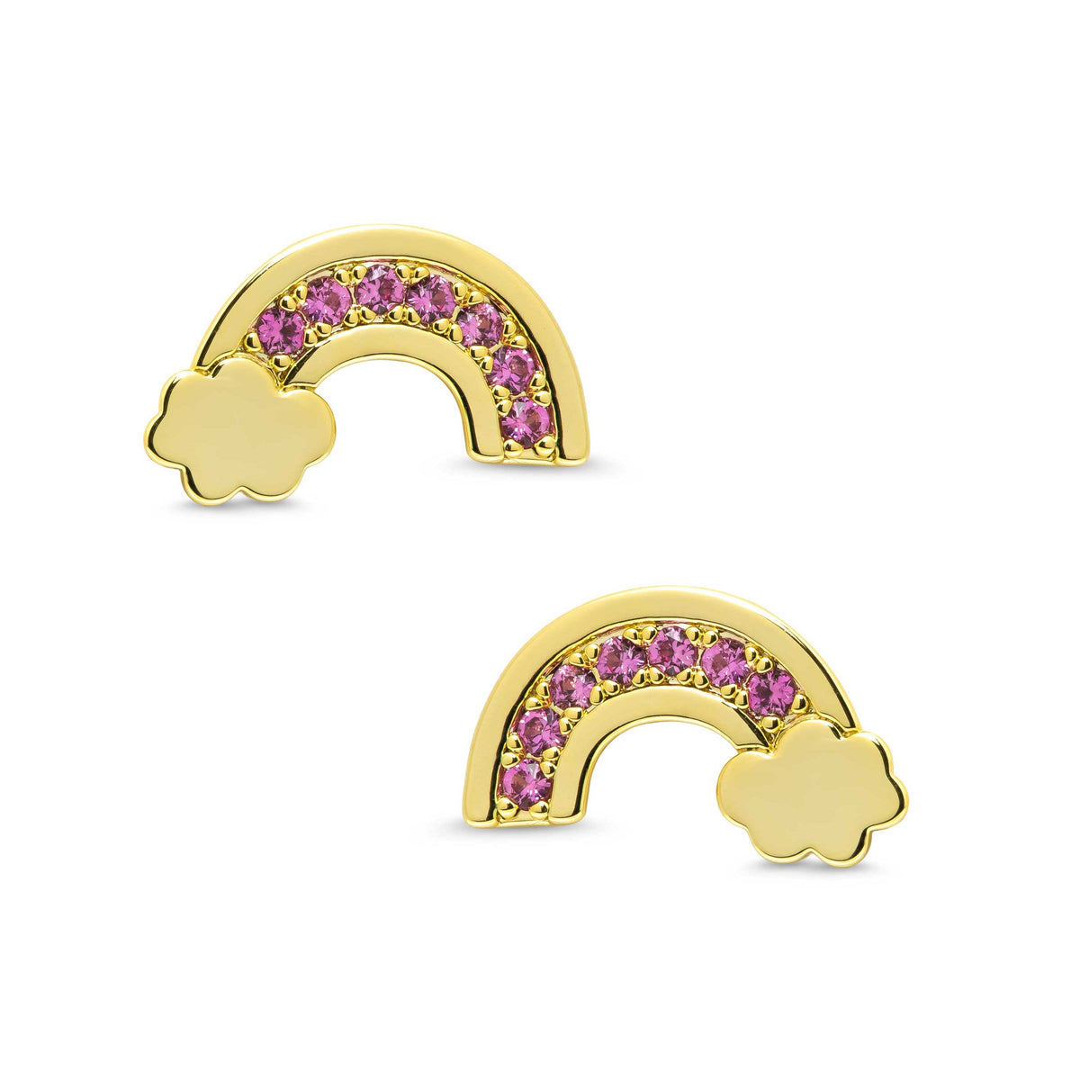 Pink CZ Rainbow Stud Earrings