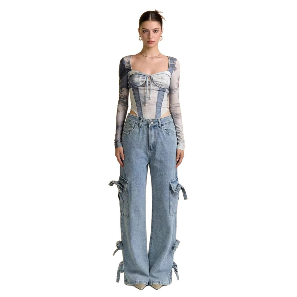 Mid-rise Versatile Womens Jeans In Light Blue