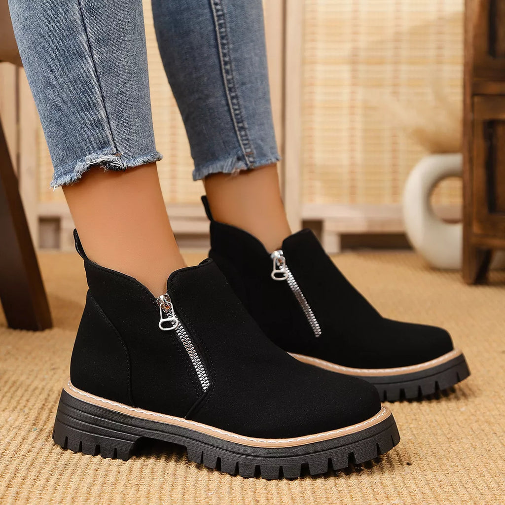 Ankle Boots with Zipper Accent
