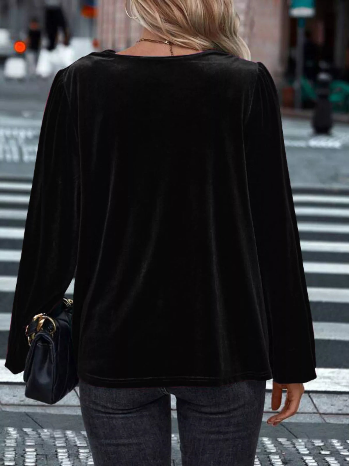 Full Size Velvet Cowl Neck Blouse Plus Size