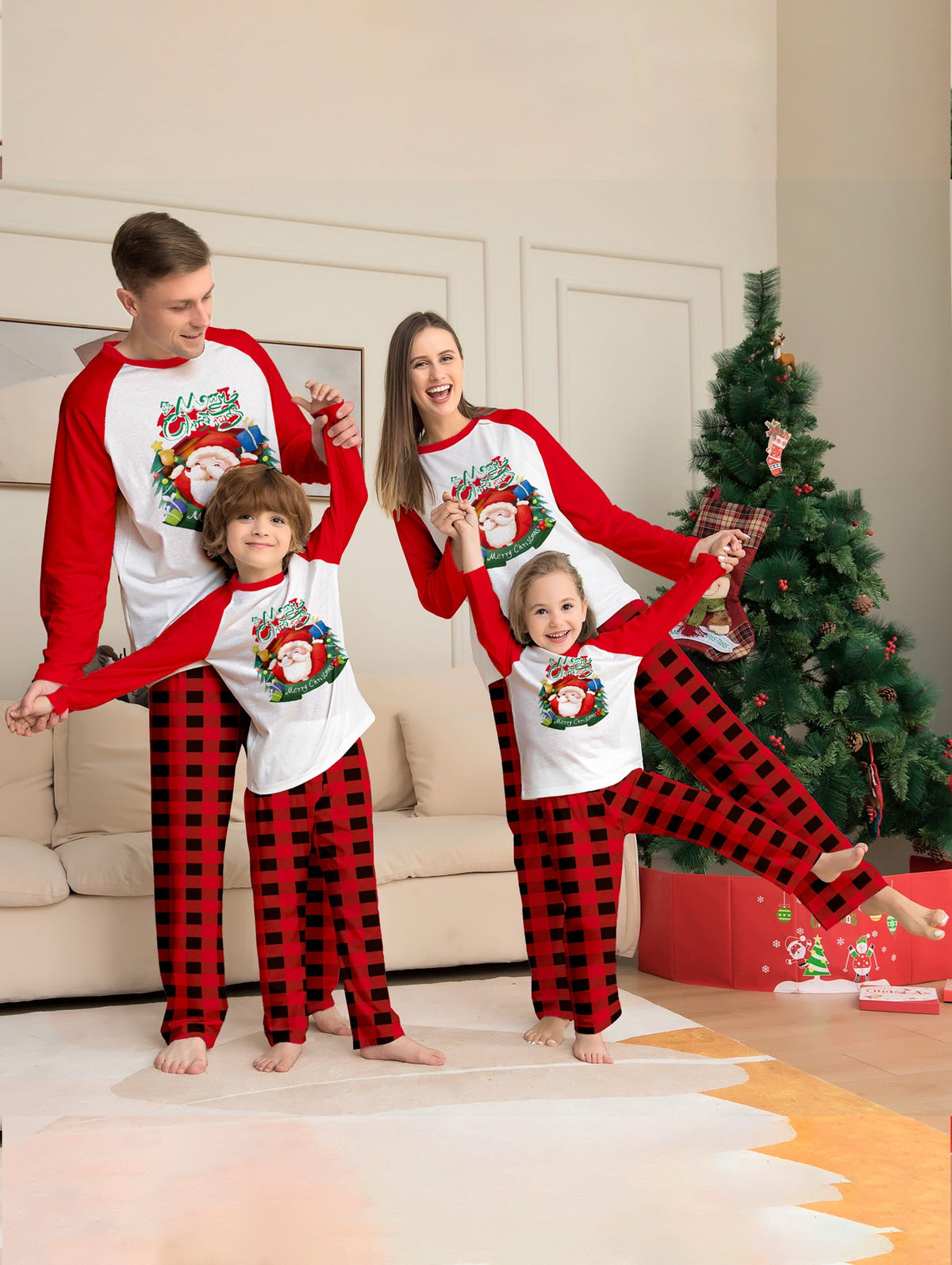 Cartoon Plaid Printed Long Sleeve Holiday Suit