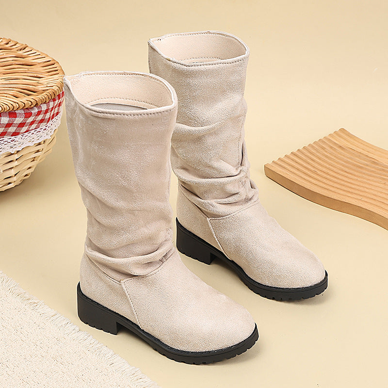 Korean-style Velvet-lined High-top Kids' Fashion Boots