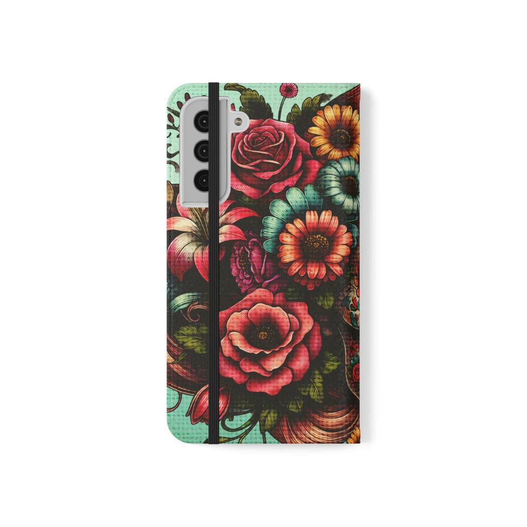 Sugar Skull Flip Wallet Phone Case