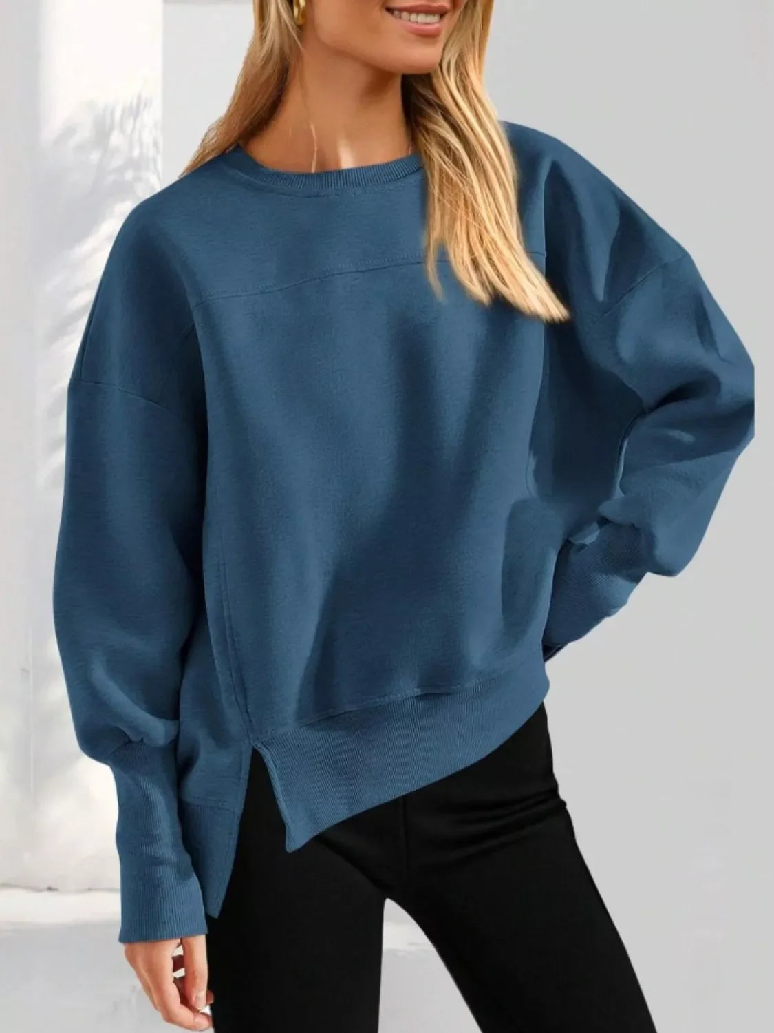 Casual Loose Side Slit Sweatshirt