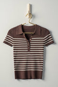 Boho Stripe Ribbed Snap Top