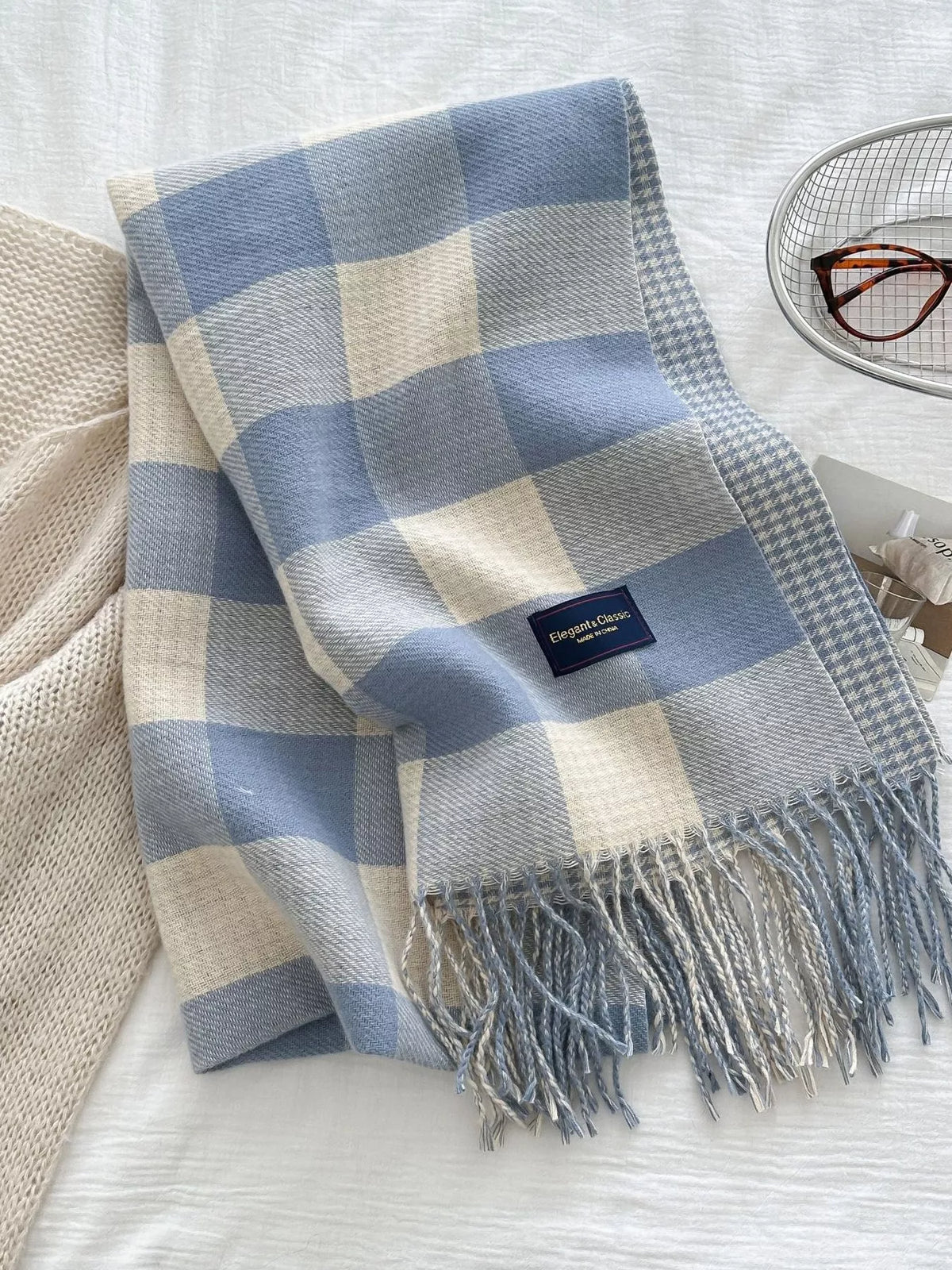 Plaid Tassel Winter Scarf