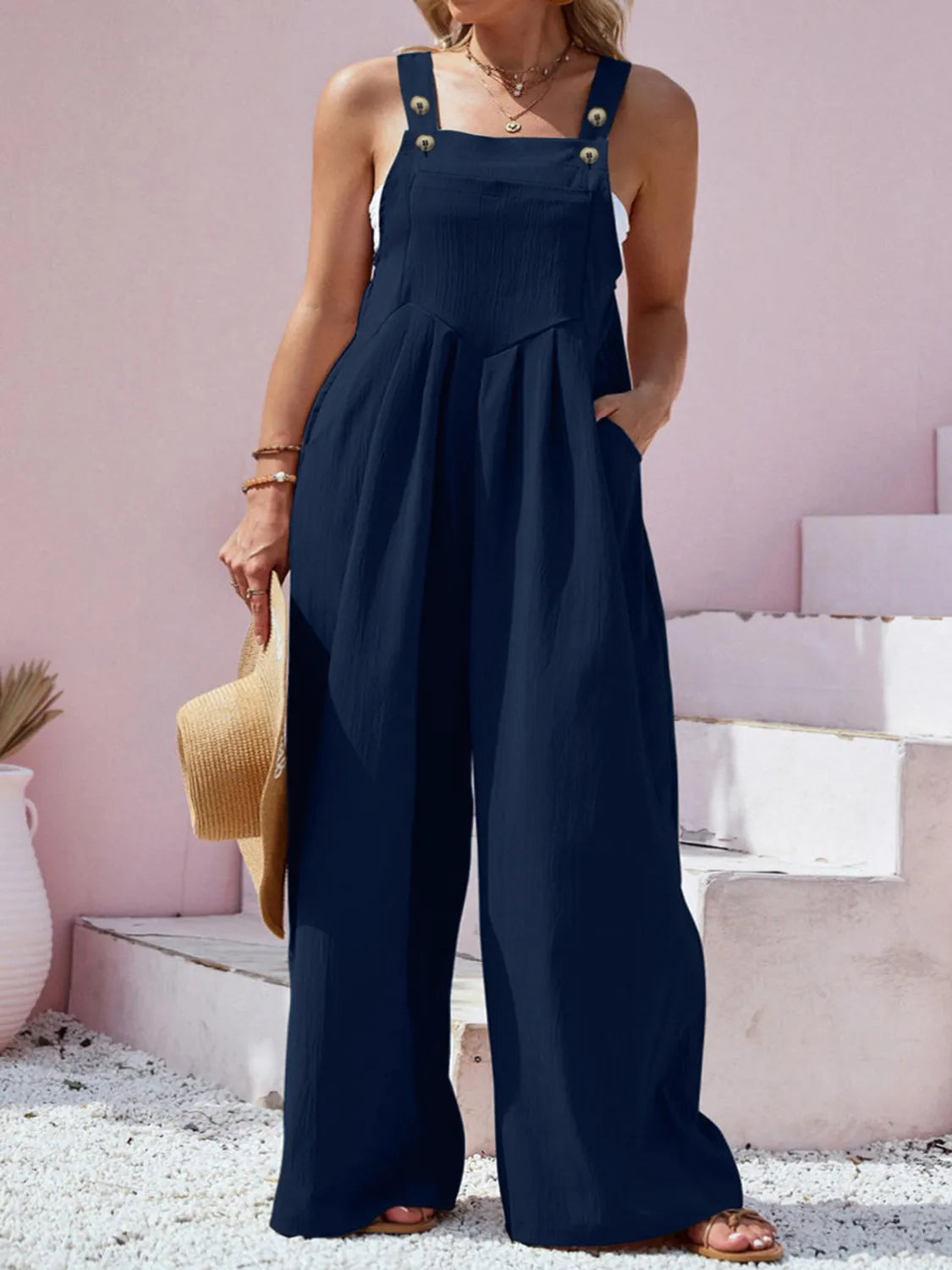 Square Neck Wide Leg Overalls