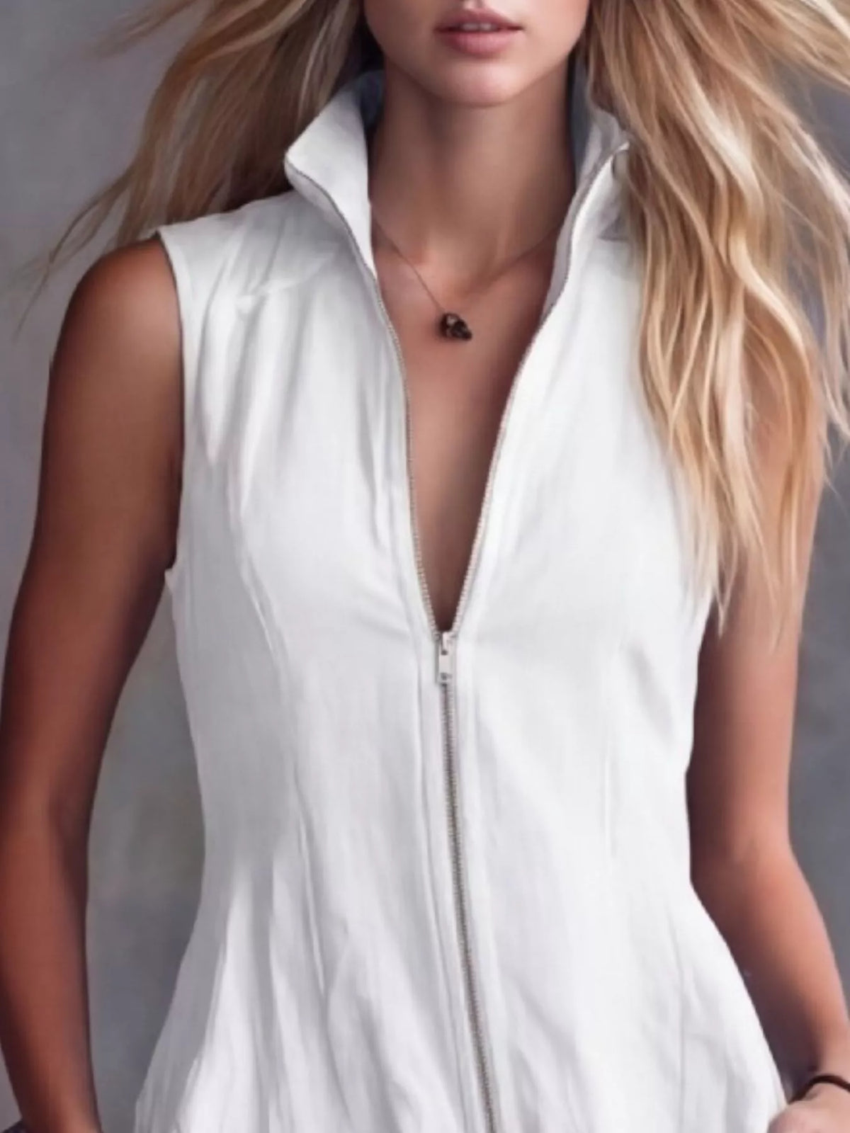 Full Size High-Low Ruffled Zip Front Dress Plus Size