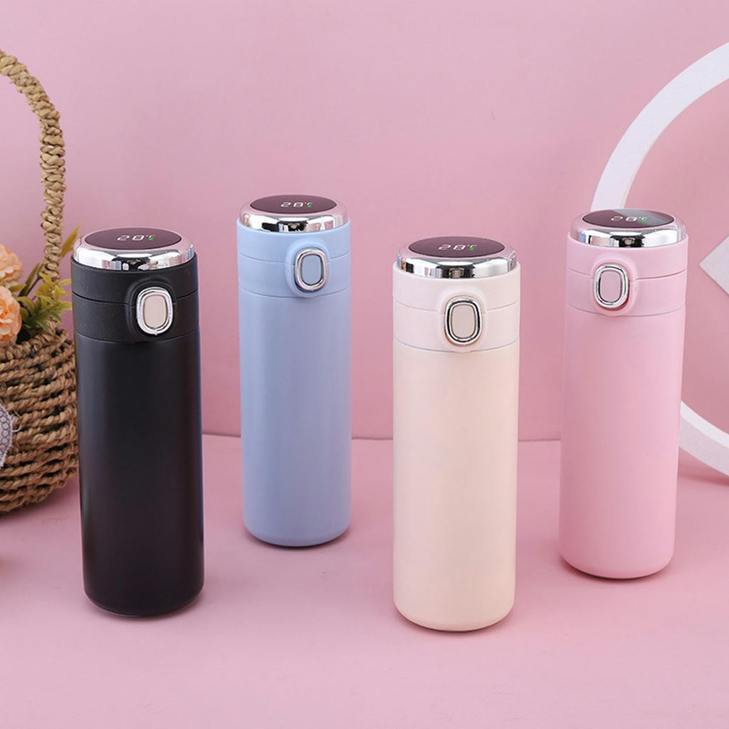 Intelligent Temperature Measurement And Bouncing Insulation Cup, Outdoor Leisure And Casual Business Gift Cup-Pink-300ml