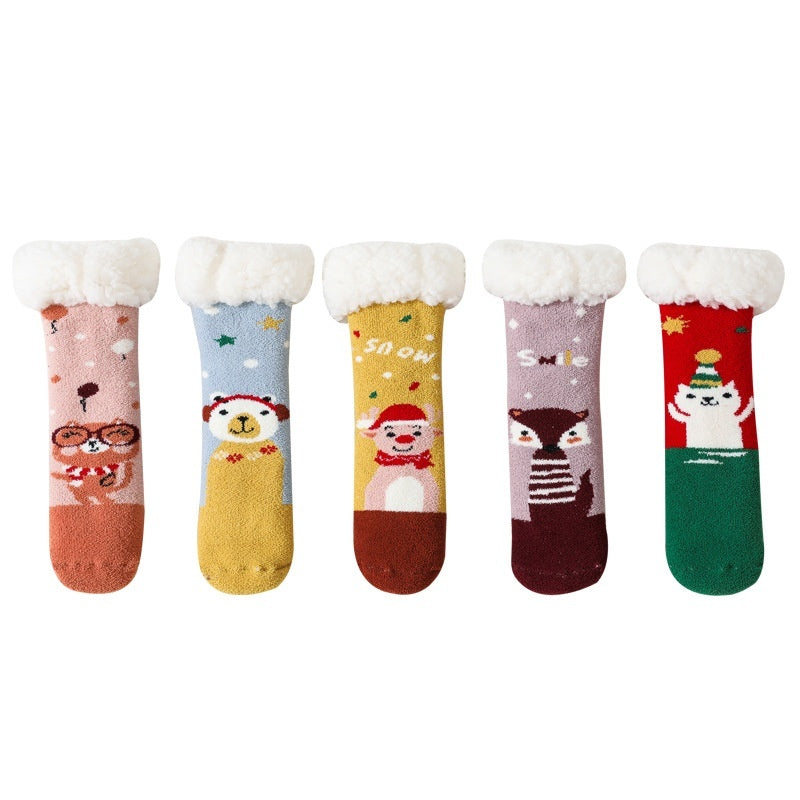 Fleece Lined Padded Warm Keeping Baby Socks Lambswool Non-slip