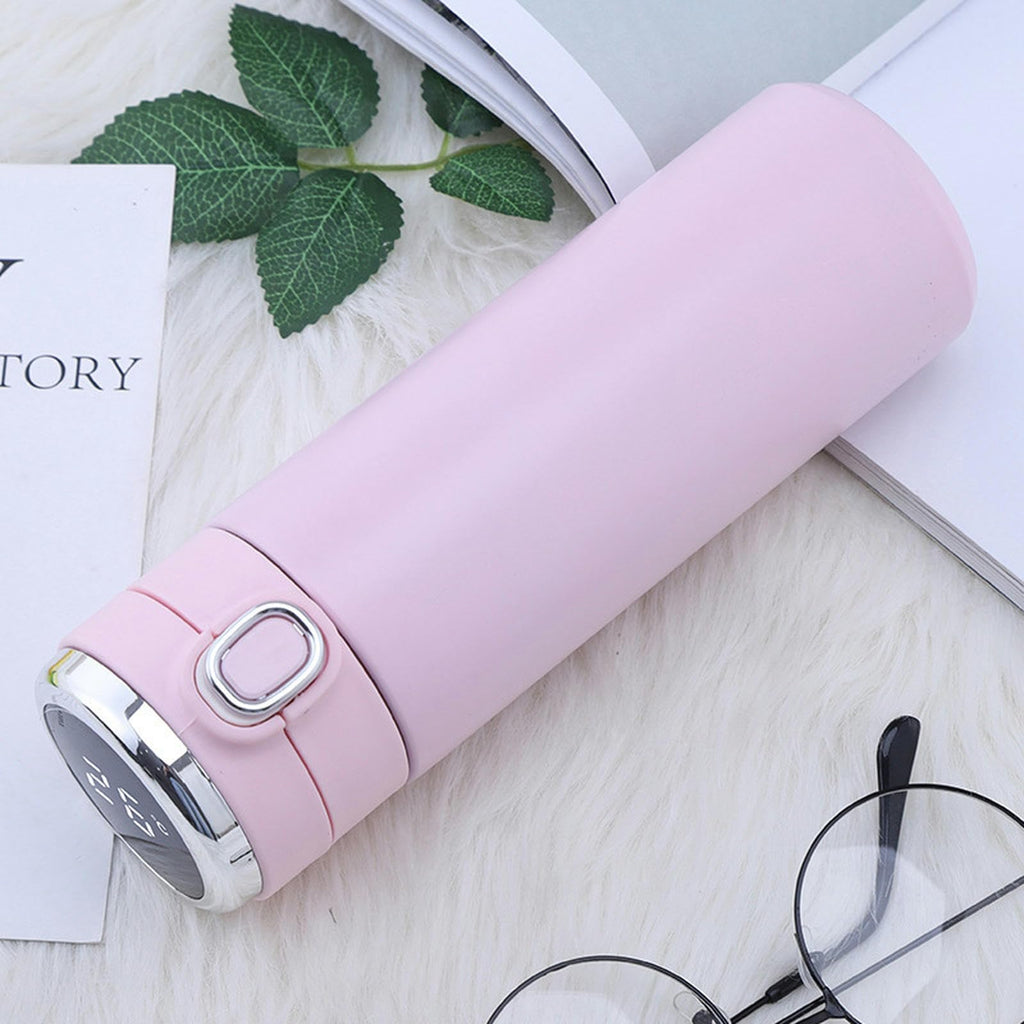 Intelligent Temperature Measurement And Bouncing Insulation Cup, Outdoor Leisure And Casual Business Gift Cup-Pink-300ml
