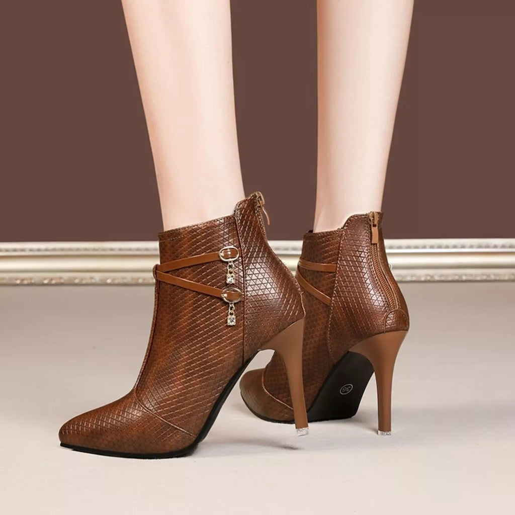 Pointed-Toe Stiletto Ankle Boots