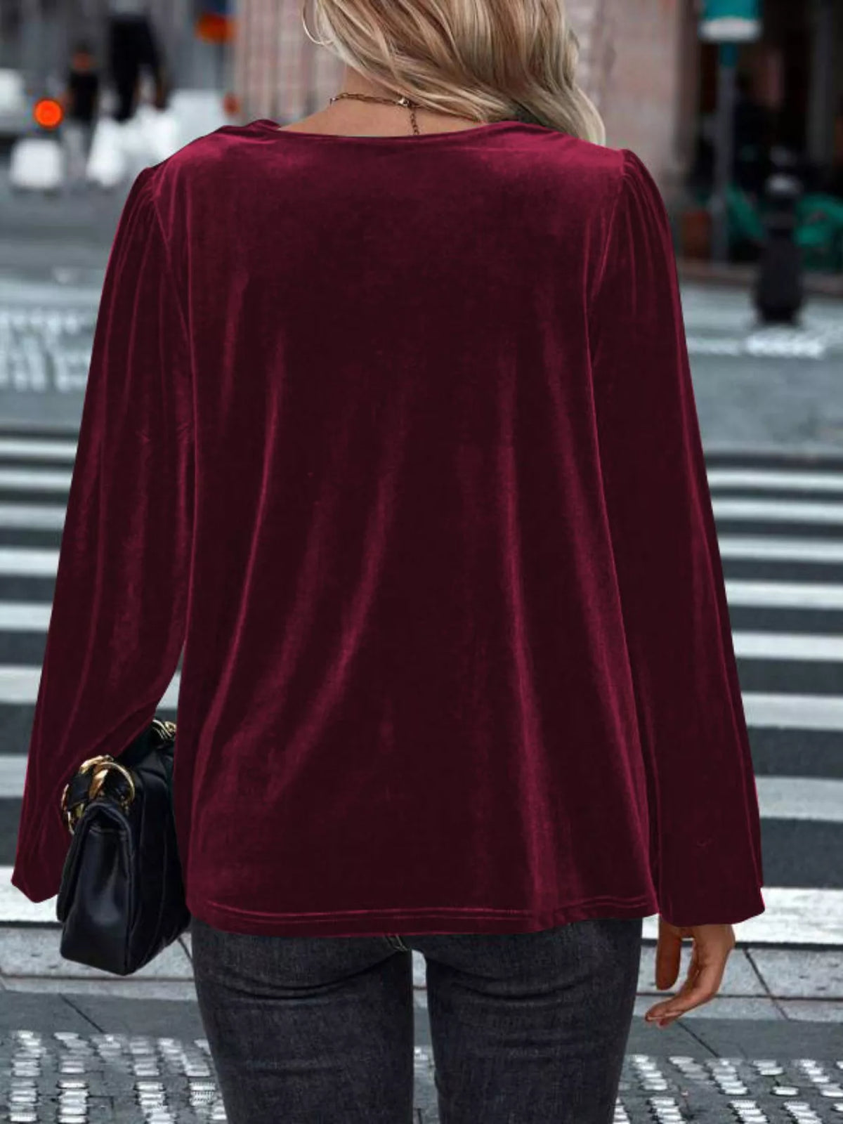 Full Size Velvet Cowl Neck Blouse Plus Size