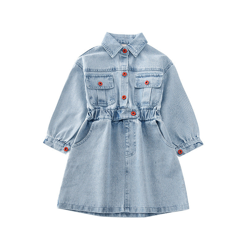 Girls Korean style tooling denim princess dress