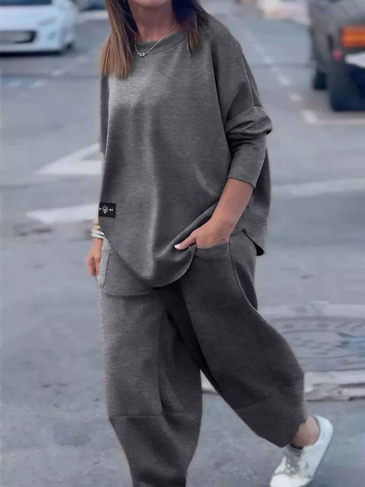 Plus Size Casual Loose Fit Top and Pants Two-Piece Set