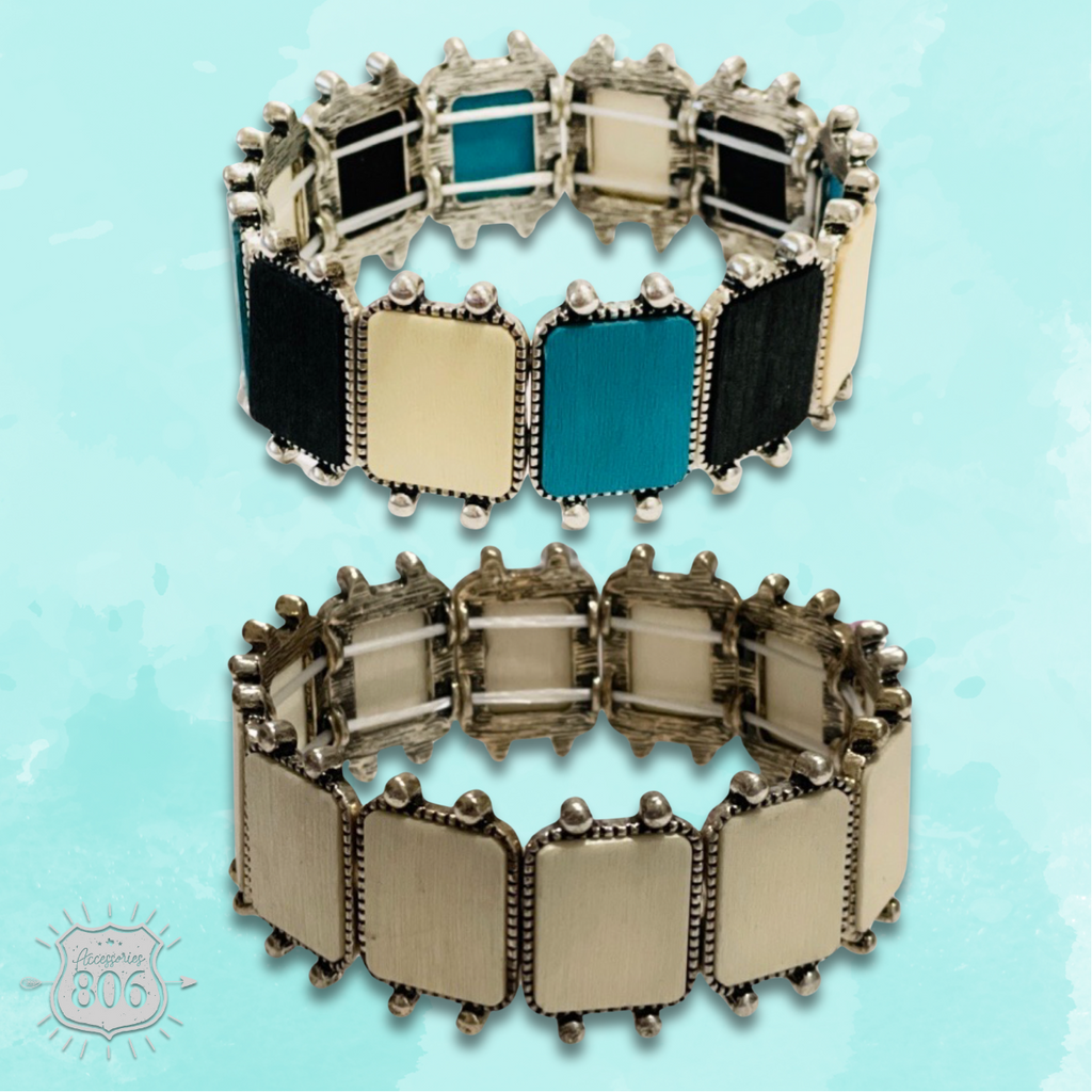 Western wood rectangle bracelet